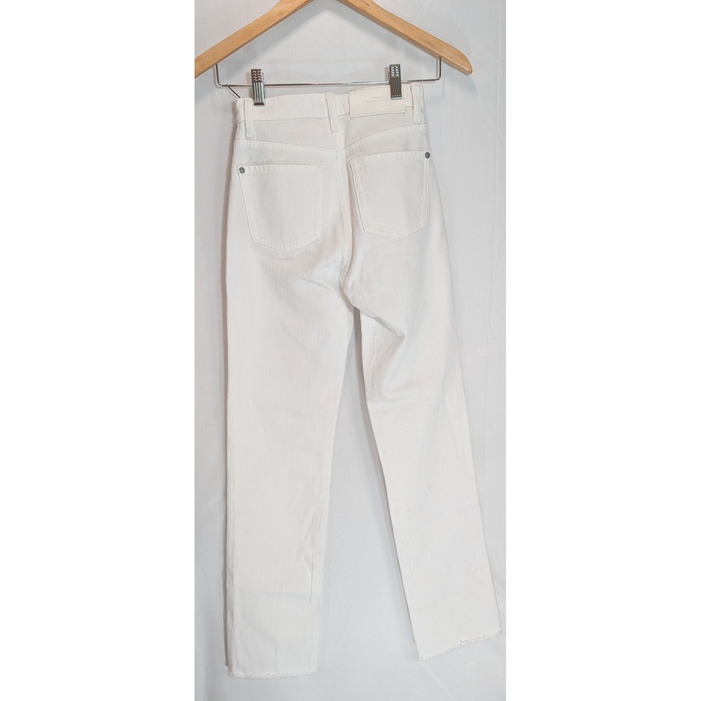 7 For All Mankind Womens High Waist Straight Leg White Jeans Raw Hem 23 NEW - Picture 2 of 7
